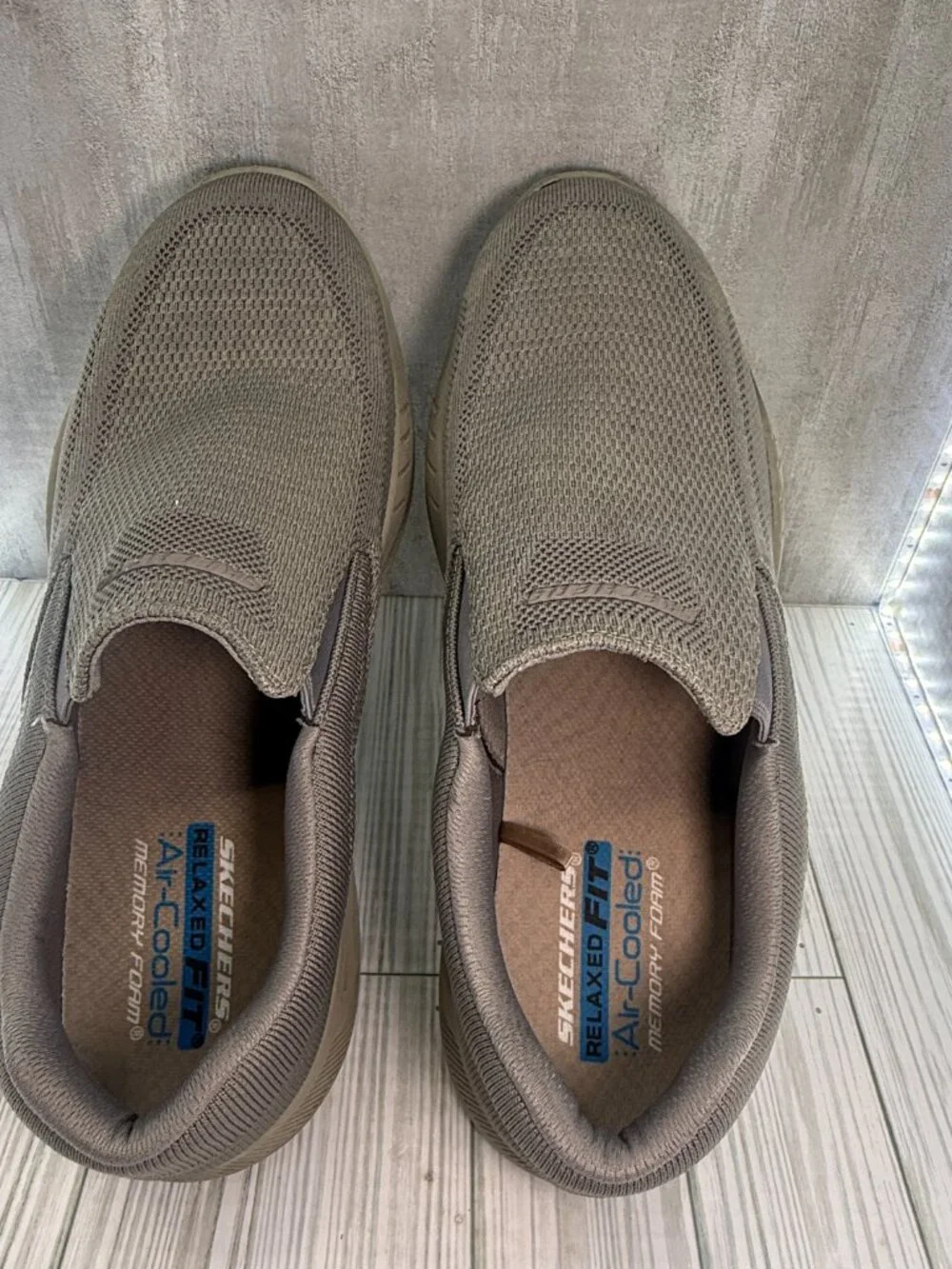 Skechers Relaxed Fit Air-Cooled Memory Foam Slip On Shoes Men's 14 Taupe 204849